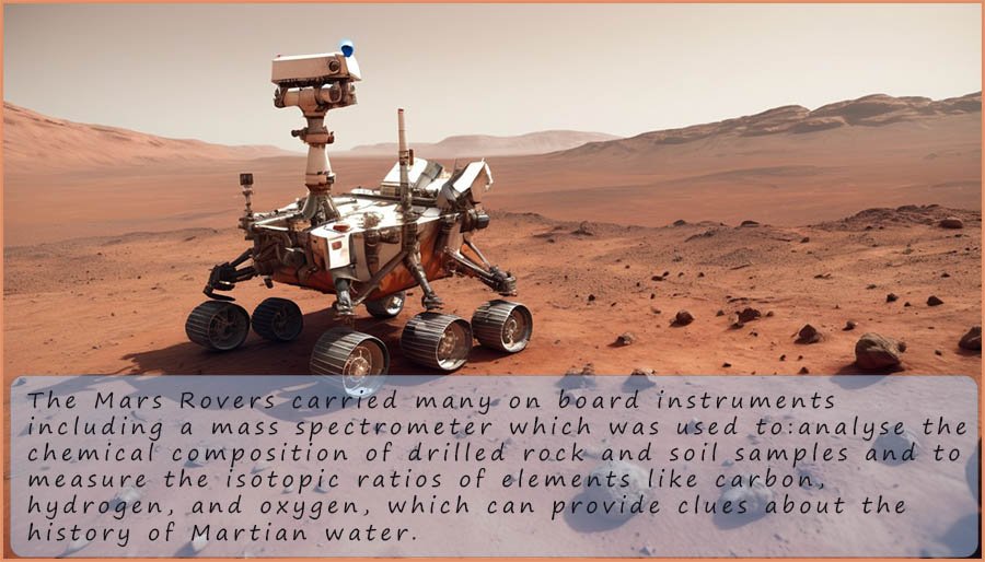 The Mars rover carried an on board mass spectrometer to analyse rock and soil samples.
